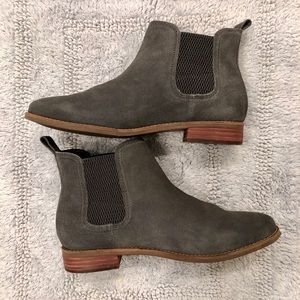 TOMS Grey Suede Chelsea Booties
